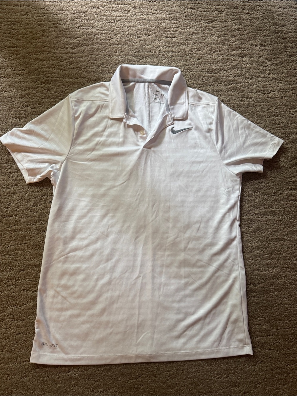 Nike White Men's Polo with Embroidered Swoosh